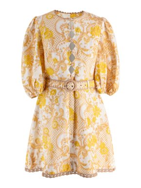 Zimmermann White and Yellow Printed Mini Dress