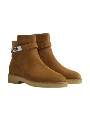 Hermes Tan Suede Follow Ankle Boot