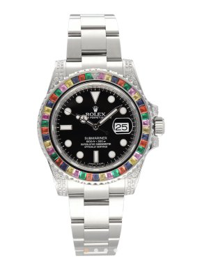 Rolex 40mm Silver Oyster Perpetual Date Submariner Rainbow  Watch 1