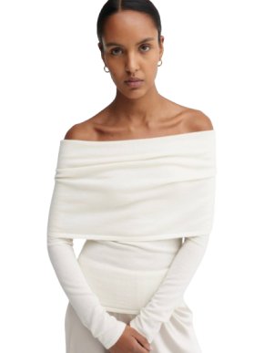 Almada Label Cara Cream Off Shoulder Cashmere Top