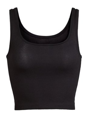 Skims Black Cotton Ribbed Crop Tank Top