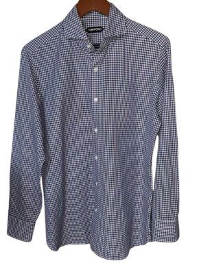 Tom Ford Navy And White Check Cotton Shirt