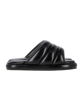 Black Leather Padded Slip-On Flats 1