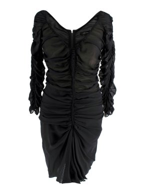 Isabel Marant Black Chiffon Ruched Mini Dress