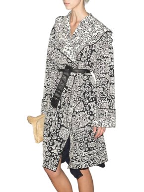 Celine Black and White Cotton Blend Coat 1