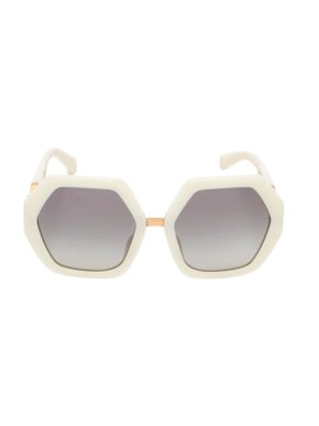 Valentino Cream Hexagonal Sunglasses