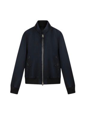 Tom Ford Navy Cotton Silk Poplin Harrington Jacket