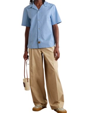 Loewe x Paulas Ibiza Day Break Blue Pleated Bowling Shirt 1