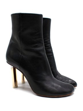 Vetements Black Leather Ankle Boots with Gold Tone Heel 1