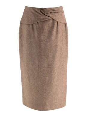 Rochas Brown Wool Midi Skirt 1