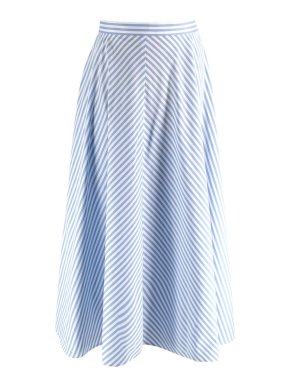 Polo Ralph Lauren Blue Stripe A-line Midi Skirt 1