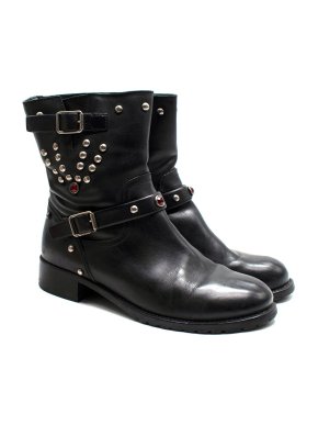 Ralph Lauren Stud Detail Black Ankle Boots
