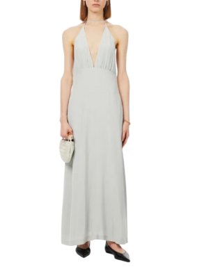 Toteme Plunge-Neck Gathered Silk Maxi Dress 1