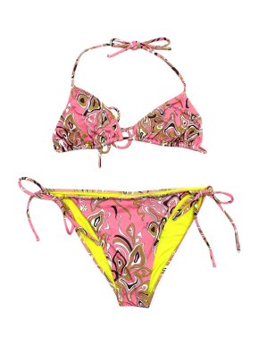 Emilio Pucci Print Pink Multicolour Triangle Bikini Set 1