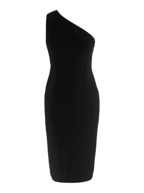 Bottega One Shoulder Black Midi Dress 1