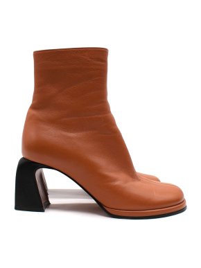 Current Manu Atelier Orange Ankle Boots with Black Block Heel 1