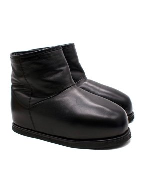 Amina Muaddi Black Leather Snow Boots 1