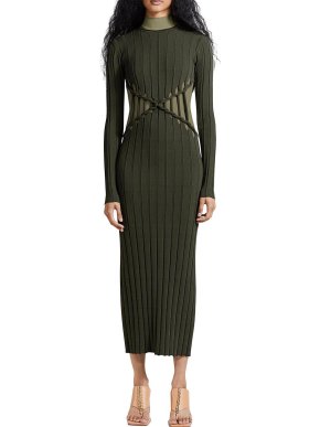 Dion Lee Khaki Cut-out Midi Bodycon Dress 1