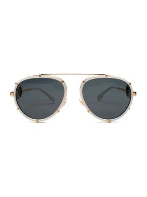 Versace White and Gold Tone Detailed Sunglasses 1