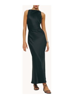 Reformation Casette Silk Dress in Black 1