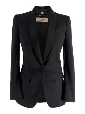 Burberry Wool Single Button Black Blazer 1