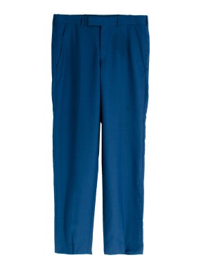 Alexander Mcqueen Blue Wool Pleat Detail Trousers 1