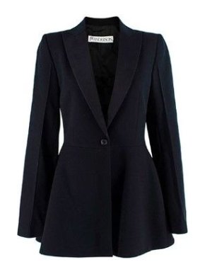 JW Anderson Black Wool Crepe Peplum Jacket