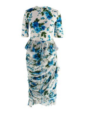 Richard Quinn Ruffled Floral-print Crepe De Chine and Jersey Dress 1