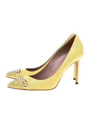 Gucci Yellow Studded Leather Malaga Pointed Toe Pumps