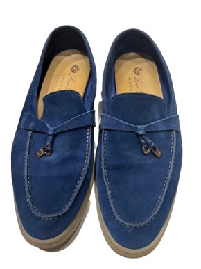 Loro Piana Blue Suede Summer Charms Walk Loafers