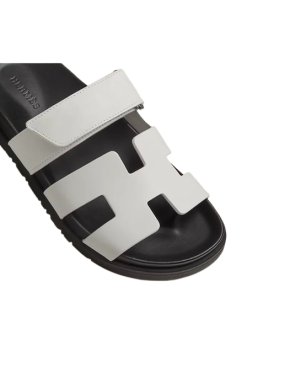 Hermes White Leather Chypre sandals 1