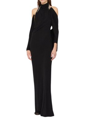 Christopher Esber Black Jersey 'Levitate' Longsleeve Halter Dress 1