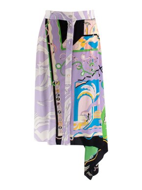 Emilio Pucci Printed Silk Midi Skirt