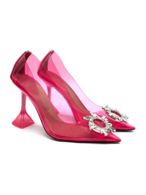 Amina Muaddi Begum Emellished Pink PVC Pump 1