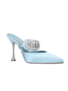 Manolo Blahnik Baby Blue Crystal-embellished Satin Heeled Mules 1