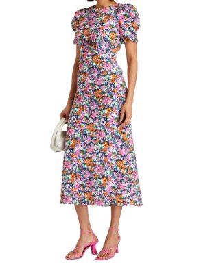 Saloni Bianca Floral-print Silk Midi Dress 1