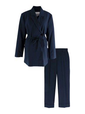 Ganni Drapey Melange Indigo Suit 1