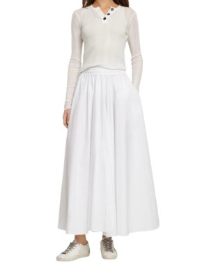 Aspesi White Cotton poplin midi skirt 1