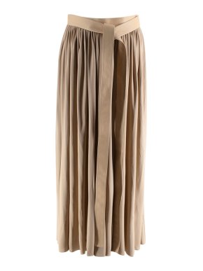 Celine Beige Skirt with Leather Tie Waist Detail