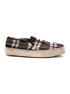 Celine Red and Black Check Slip On Trainers 1