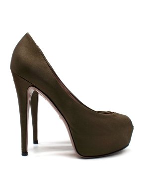 Gucci Olive Satin Platform Pumps 1