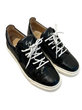 Black Mock Croc Trainers 1