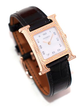 Hermes 18-karat Rose Gold Alligator Mother-of-pearl H Watch 1