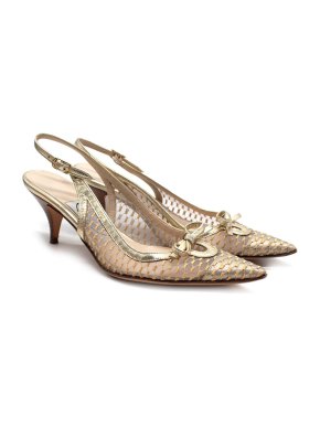 Emma Hope Gold Mesh Kitten Heels 1