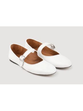 Sandro Shiny White Leather Ballet Flats 1