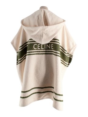 Celine Hooded Poncho with Leather Tassel Ties 1