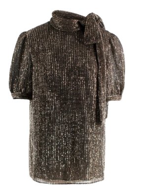 Celine Sequin Tie Neck Loose Blouse