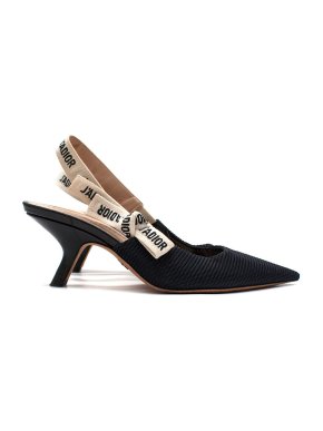 Dior J'Adior Black Textured Slingback Kitten Heels 1