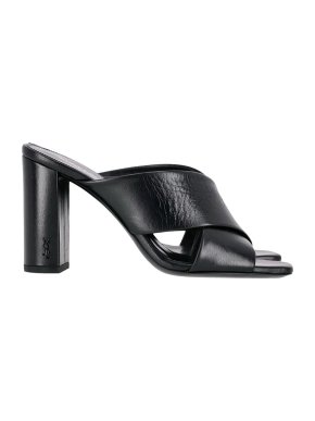 Saintt Laurent Black Leather Loulou Mules 1