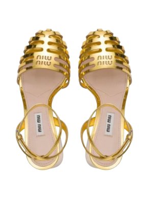 Miu Miu Gold Leather Sandals 1